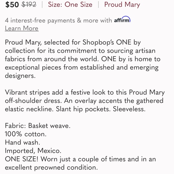 Proud Mary Cordoba Dress Kingston Stripe O/S made in Chiapas Mexico Ethically - Picture 14 of 14